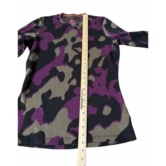 Icebreaker Long Sleeve Crew Top Shirt 260 Vertex Wool Camo Black Purple Green si - Picture 6 of 10